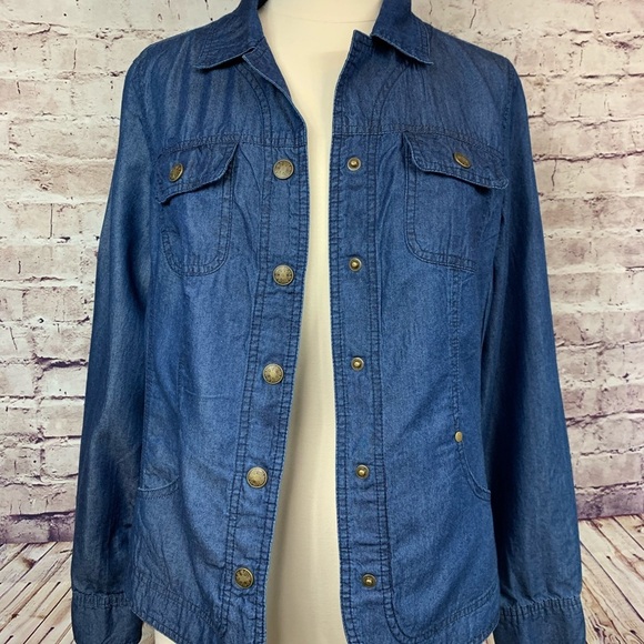 Dress Barn Womens Blue Snap Front Denim Jacket - Picture 10 of 12